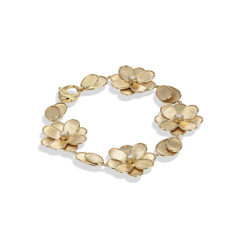 Marco Bicego Petali Collection 18K Yellow Gold and Diamond Flower Bracelet