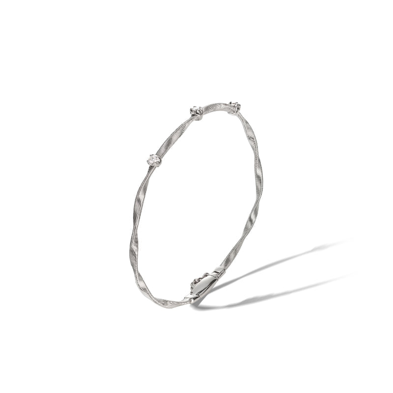 Marco Bicego Marrakech Collection 18K White Gold and Diamond Stackable Bangle