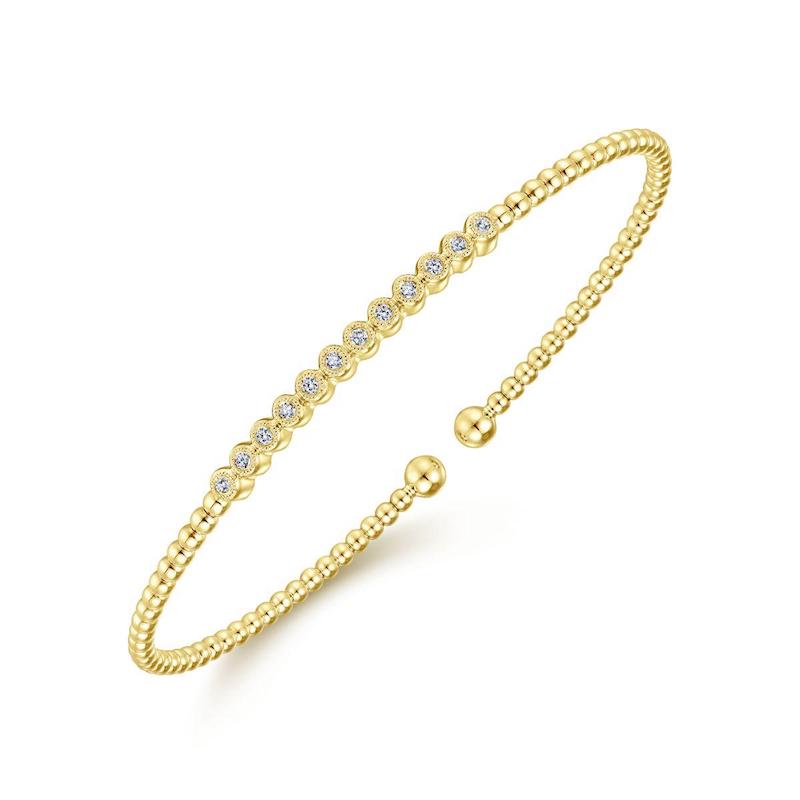 Gabriel & Co. 14k Yellow Gold Bujukan Diamond Bangle Bracelet