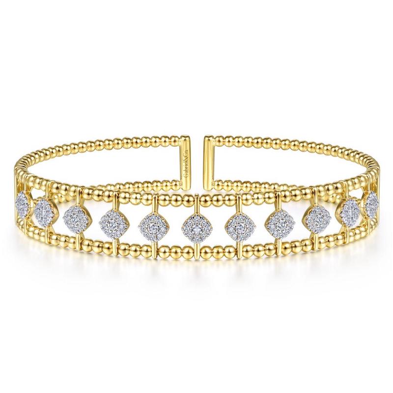 Gabriel & Co. 14k Yellow Gold Bujukan Diamond Bangle Bracelet