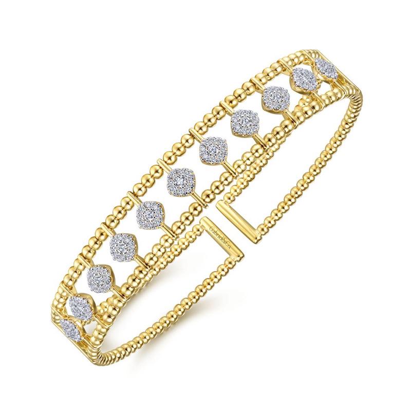 Gabriel & Co. 14k Yellow Gold Bujukan Diamond Bangle Bracelet