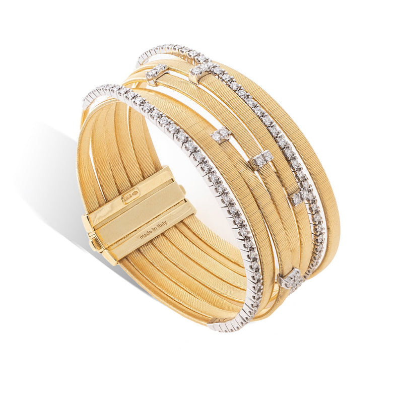 Marco Bicego Masai Collection 18K Yellow and White Gold Diamond Seven Strand Bracelet