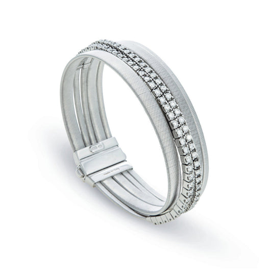 Marco Bicego Masai Collection 18K White Gold and Diamond Five Strand Bracelet