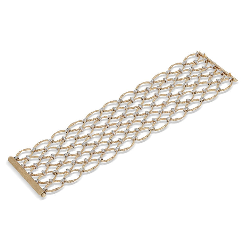 Marco Bicego Marrakech Onde Collection 18K Yellow Gold and Diamond Flat Link Five Row Bracelet