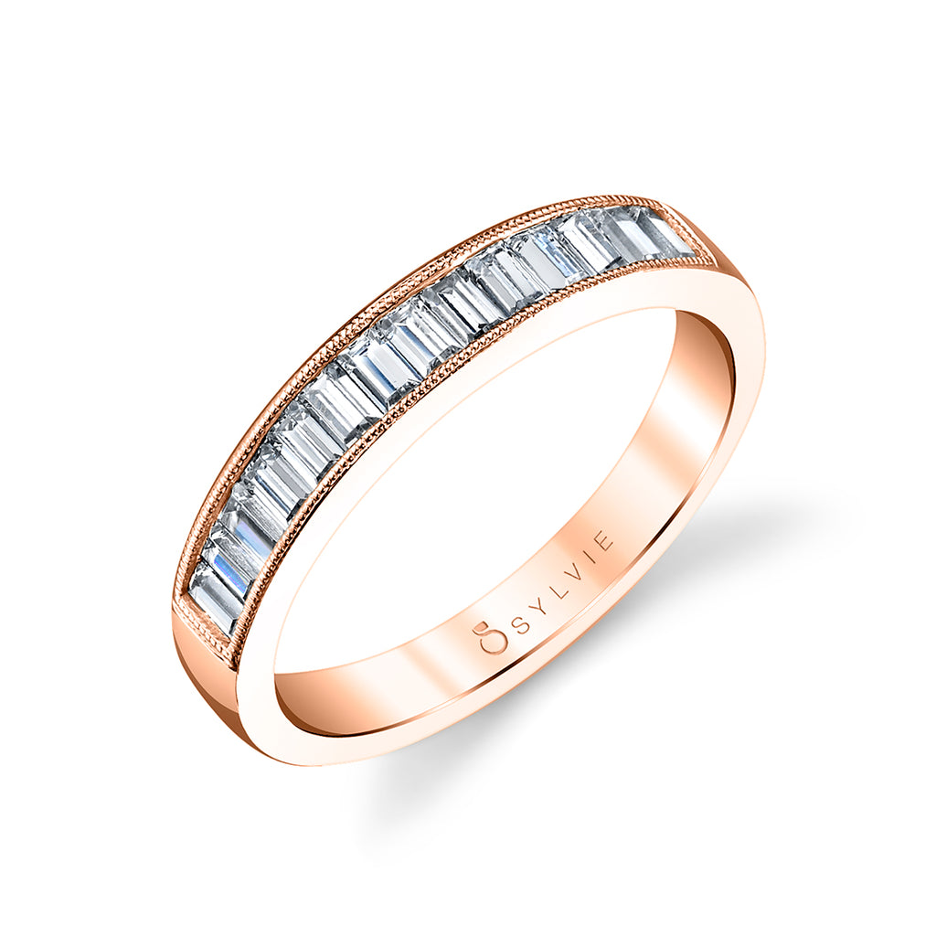 Baguette Wedding Band 18k Gold Rose