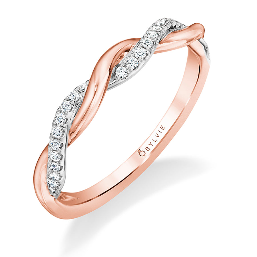 Modern Two Tone Spiral Wedding Band -Yasmine 18k Gold Rose