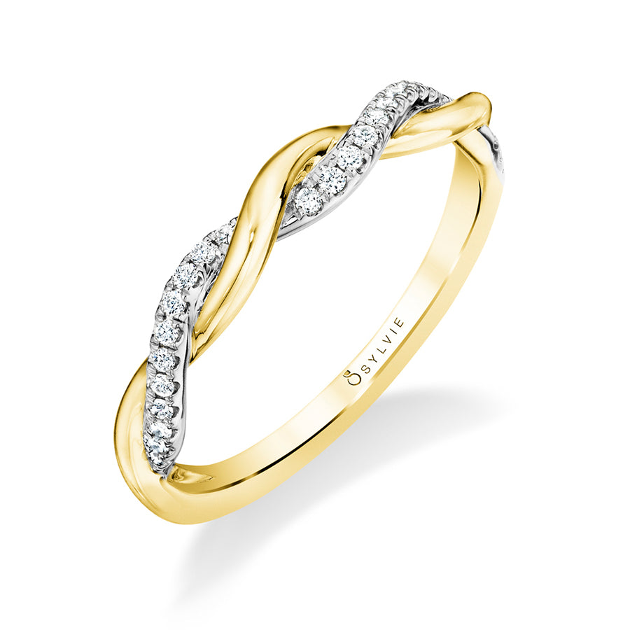 Sylvie Modern Two Tone Spiral Wedding Band -Yasmine 14k Gold Yellow