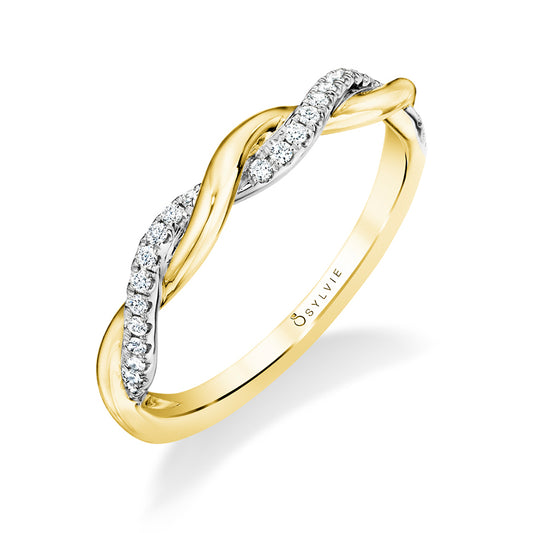 Sylvie Modern Two Tone Spiral Wedding Band -Yasmine 14k Gold Yellow