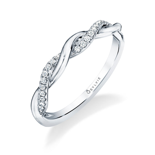 Sylvie Modern Spiral Wedding Band -Yasmine Platinum White