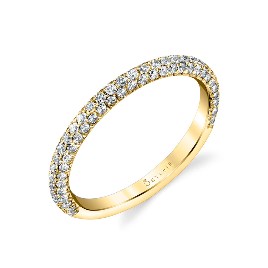 Classic Pave Wedding Band - Jayla 14k Gold Yellow