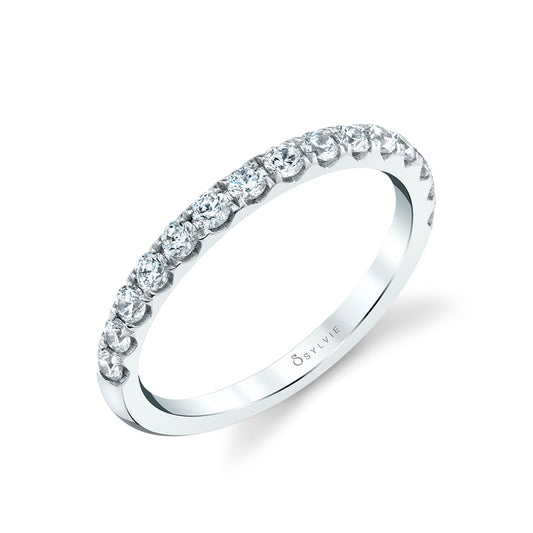 Sylvie Classic Thick Wedding Band - Veronique 18k Gold White