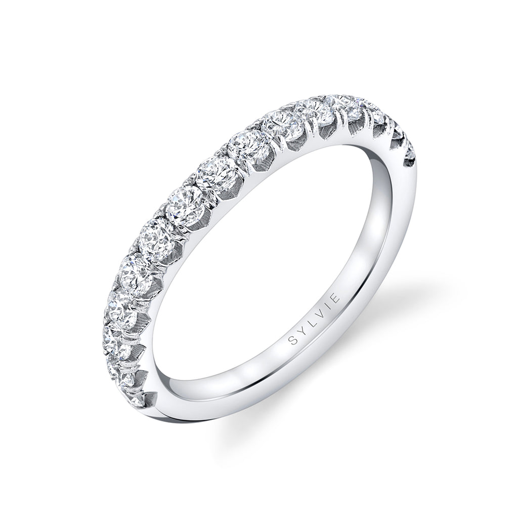 Shared Prong Diamond Wedding Band Platinum White