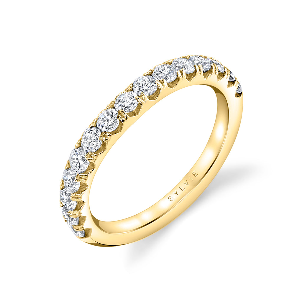 Shared Prong Diamond Wedding Band 14k Gold Yellow