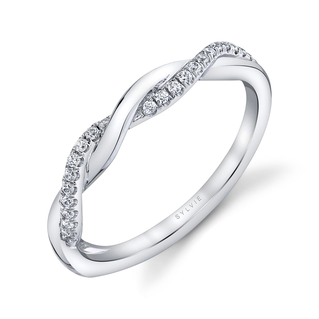 Twist Diamond Wedding Band - Evangeline 14k Gold White