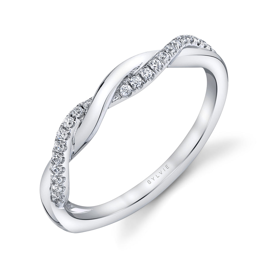 Twist Diamond Wedding Band - Evangeline 18k Gold White