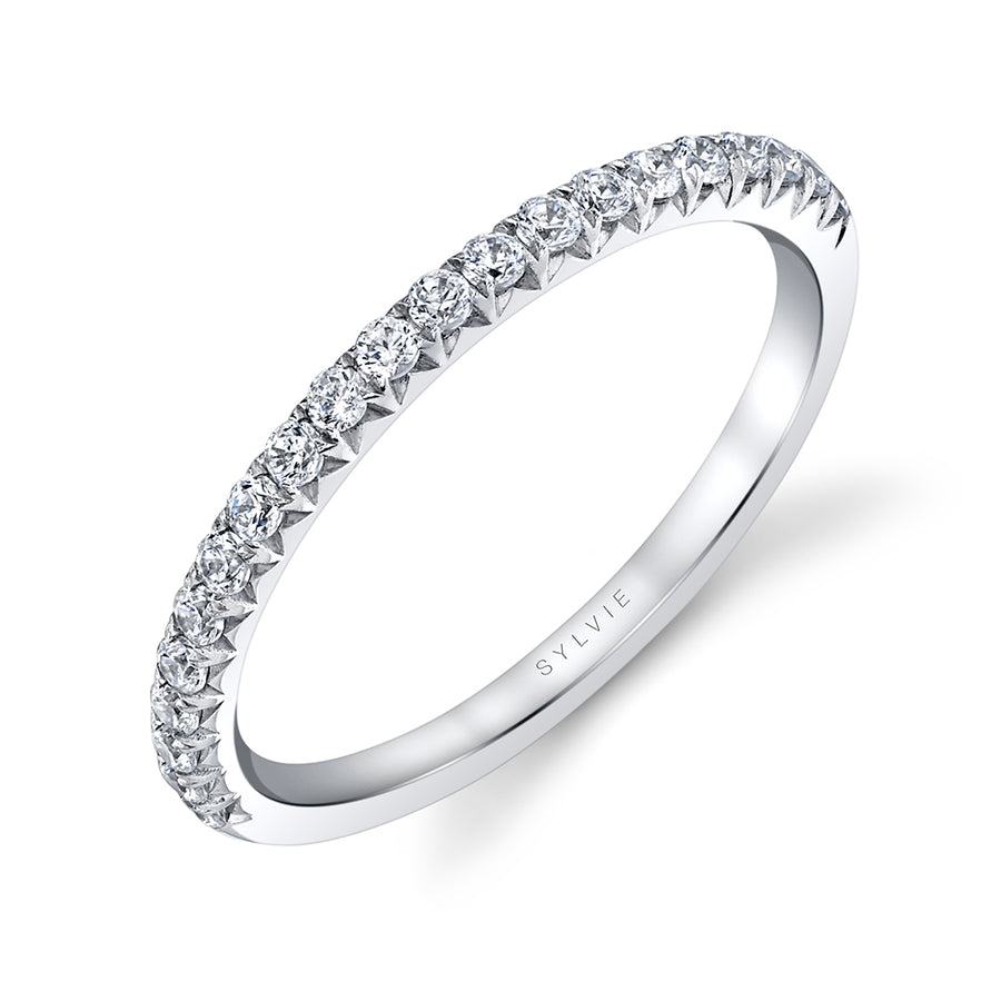 Shared Prong Wedding Band - Harmonie 18k Gold White