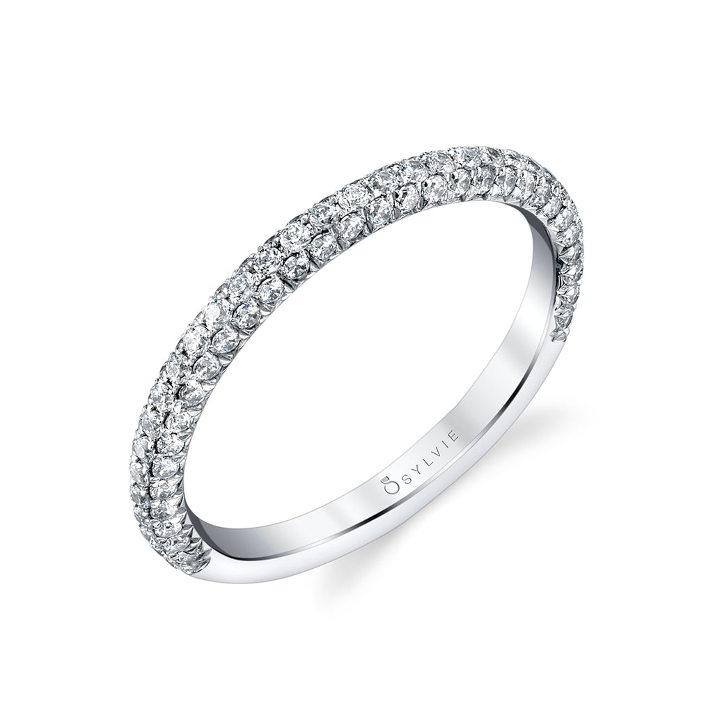 Micro Pave Wedding Band 14k Gold White