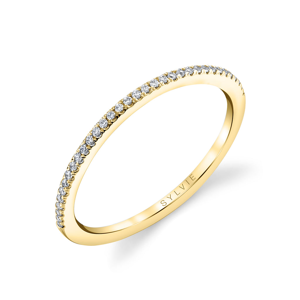 Thin Diamond Wedding Band 14k Gold Yellow