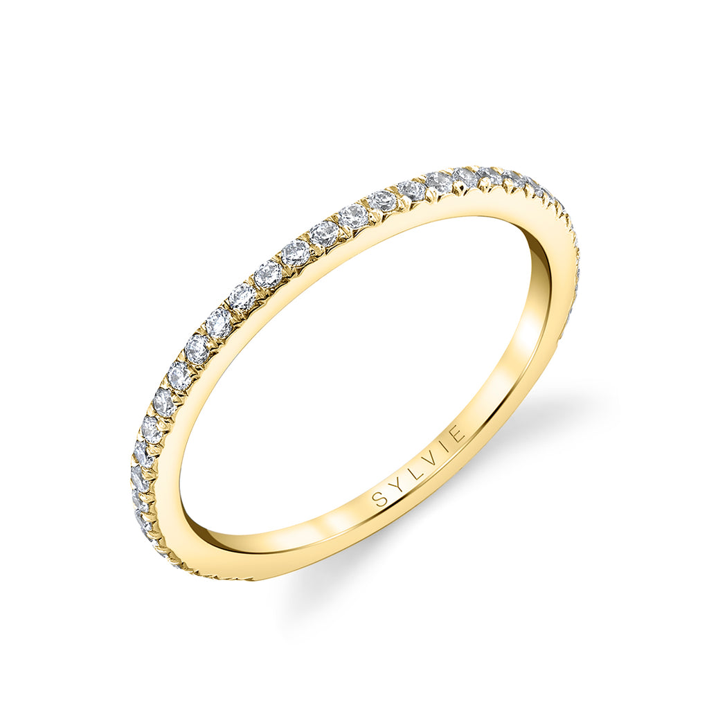 Thin Pave Wedding Band - Steffi 18k Gold Yellow