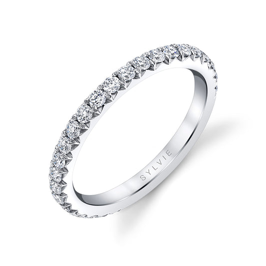 Sylvie Thick Pave Wedding Band - Vanessa 14k Gold White