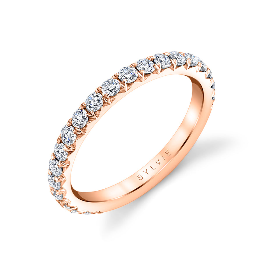 Thick Pave Wedding Band - Malencia 18k Gold Rose