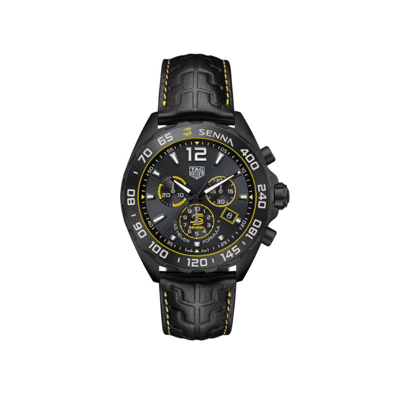 TAG Heuer Formula 1 Quartz Mens Grey Calf Leather Chronograph