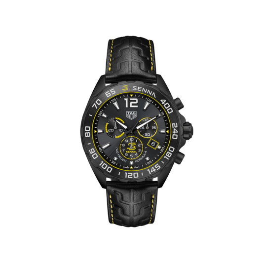 TAG Heuer Formula 1 Quartz Mens Grey Calf Leather Chronograph