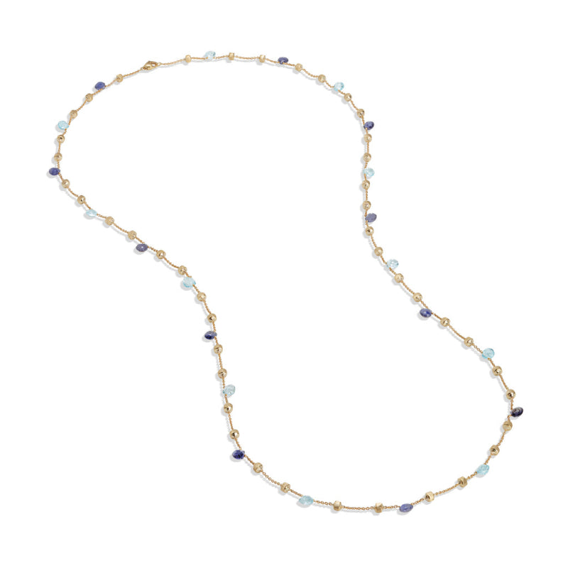 Marco Bicego Paradise Collection 18K Yellow Gold Iolite and Blue Topaz Long Necklace