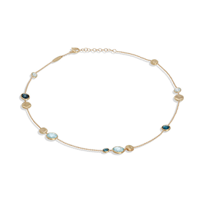 Marco Bicego Jaipur Color Collection 18K Yellow Gold Mixed Blue Topaz Necklace