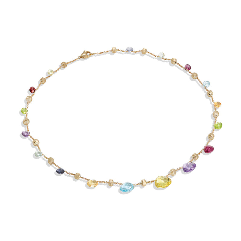 Marco Bicego Paradise Collection 18k Yellow Gold Mixed Gemstone Graduated Short Necklace