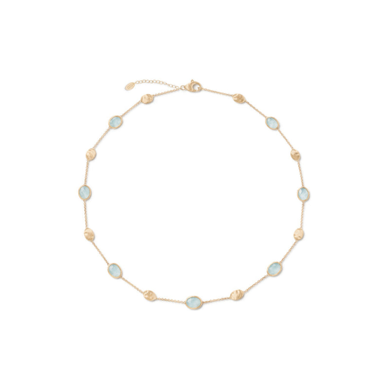 Marco Bicego Siviglia Collection 18K Yellow Gold Aquamarine Necklace with Bead Stations