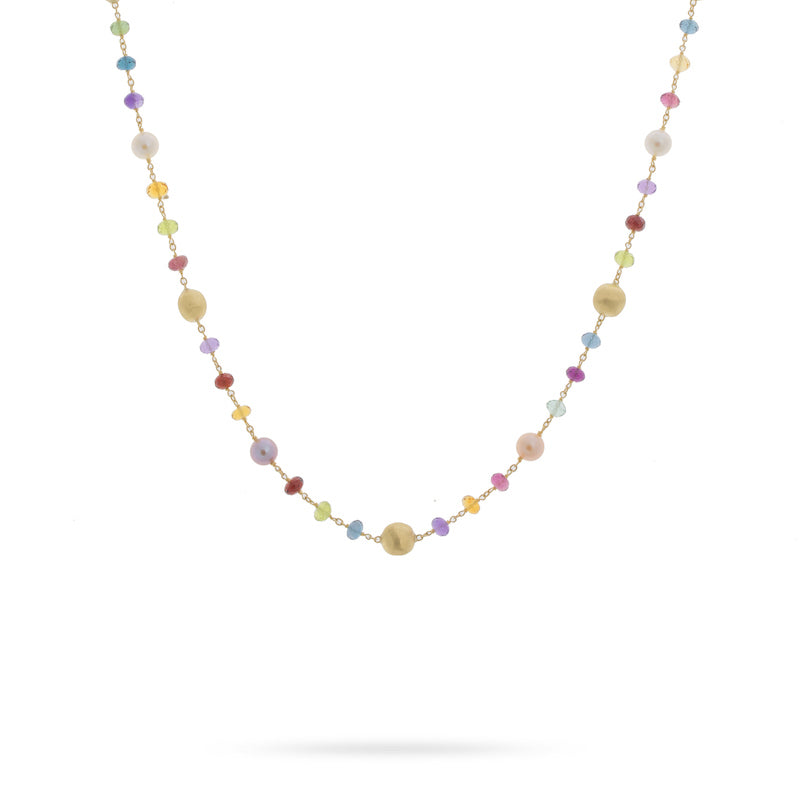 Marco Bicego Africa Collection 18K Yellow Gold Pearl and Mixed Gemstone Necklace