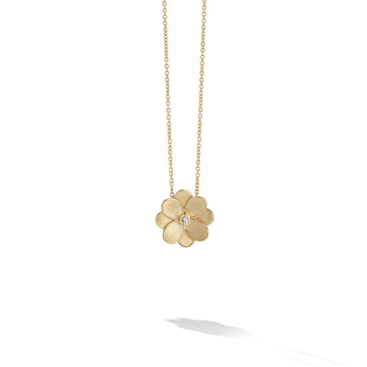 Marco Bicego Petali Collection 18K Yellow Gold and Diamond Small Flower Pendant