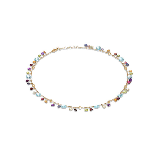 Marco Bicego Paradise Collection 18K Yellow Gold Blue Topaz and Mixed Gemstone Single Strand Necklace