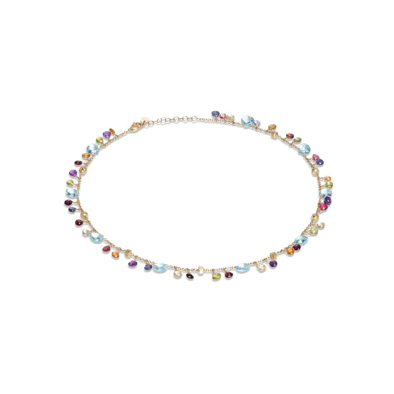 Marco Bicego Paradise Collection 18K Yellow Gold Blue Topaz and Mixed Gemstone Single Strand Necklace