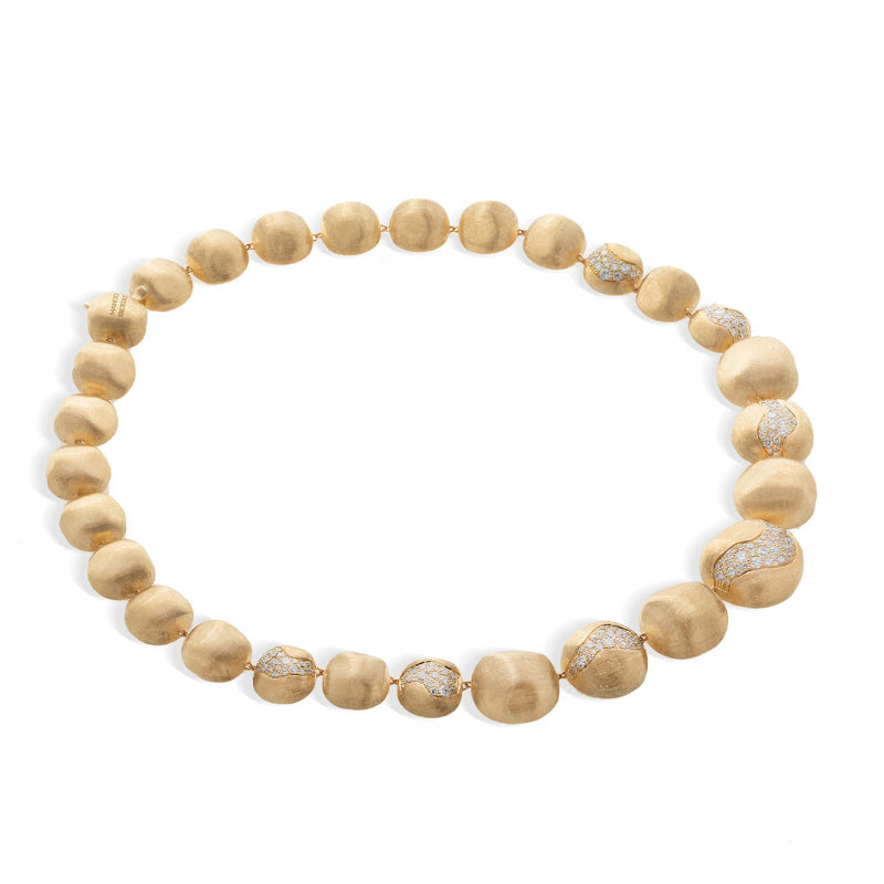 Marco Bicego Africa Collection 18K Yellow Gold and Diamond Mixed Bead Medium Necklace