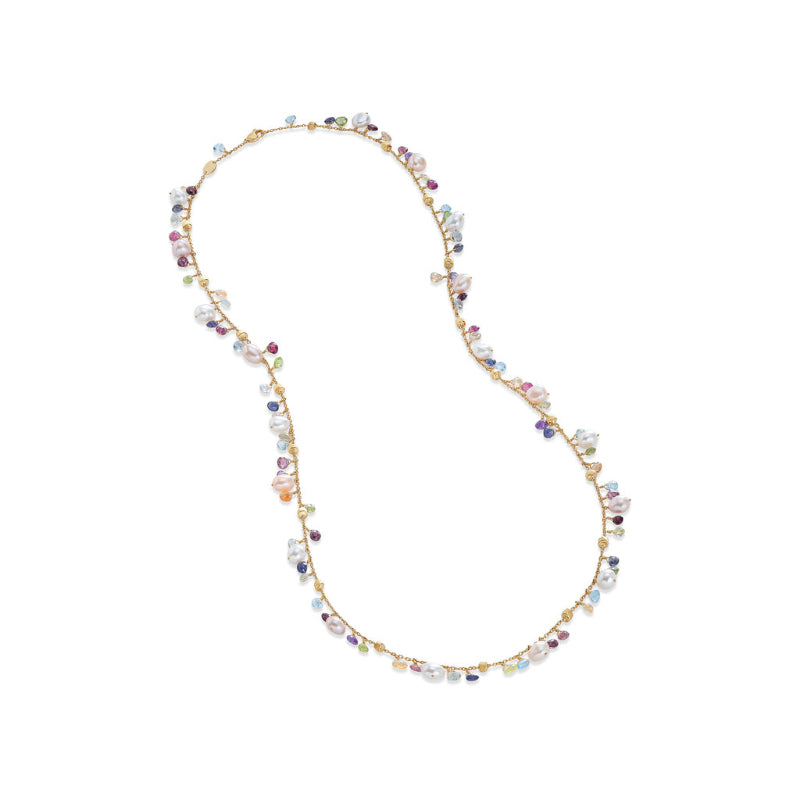 Marco Bicego Paradise Collection 18K Yellow Gold Mixed Gemstone and Pearl Medium Necklace