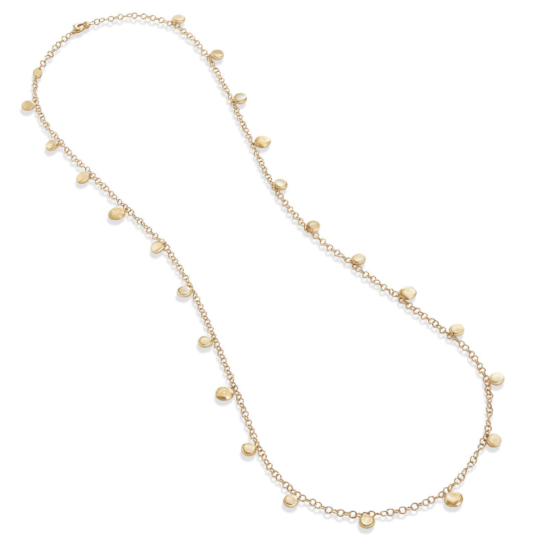 Marco Bicego Jaipur Collection 18K Yellow Gold Engraved and Polished Charm Long Necklace