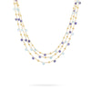 Marco Bicego Paradise Collection 18K Yellow Gold Iolite and Blue Topaz Three Strand Collar Necklace