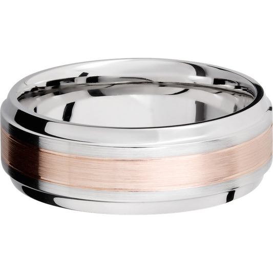 Lashbrook Rose & White Cobalt Chrome 8mm Men's Wedding Band