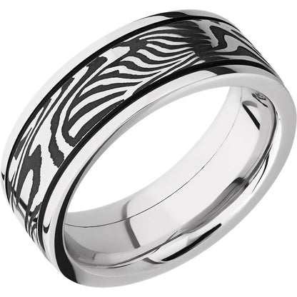Lashbrook Black & White Cobalt Chrome 8mm Men's Wedding Band