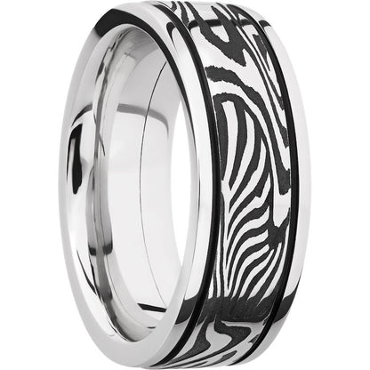 Lashbrook Black & White Cobalt Chrome 8mm Men's Wedding Band