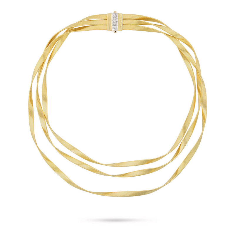 Marco Bicego Marrakech Collection 18K Yellow Gold and Diamond Three Strand Necklace