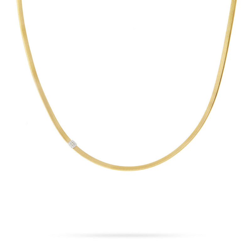 Marco Bicego Masai Collection 18K Yellow Gold and Diamond Single Station Necklace