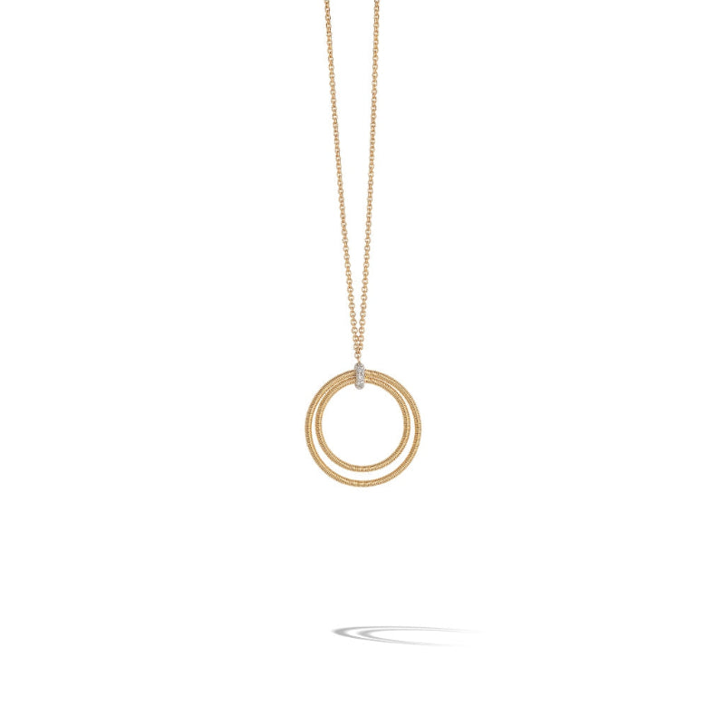 Marco Bicego Bi49 Collection 18K Yellow Gold and Diamond Large Double Circle Necklace