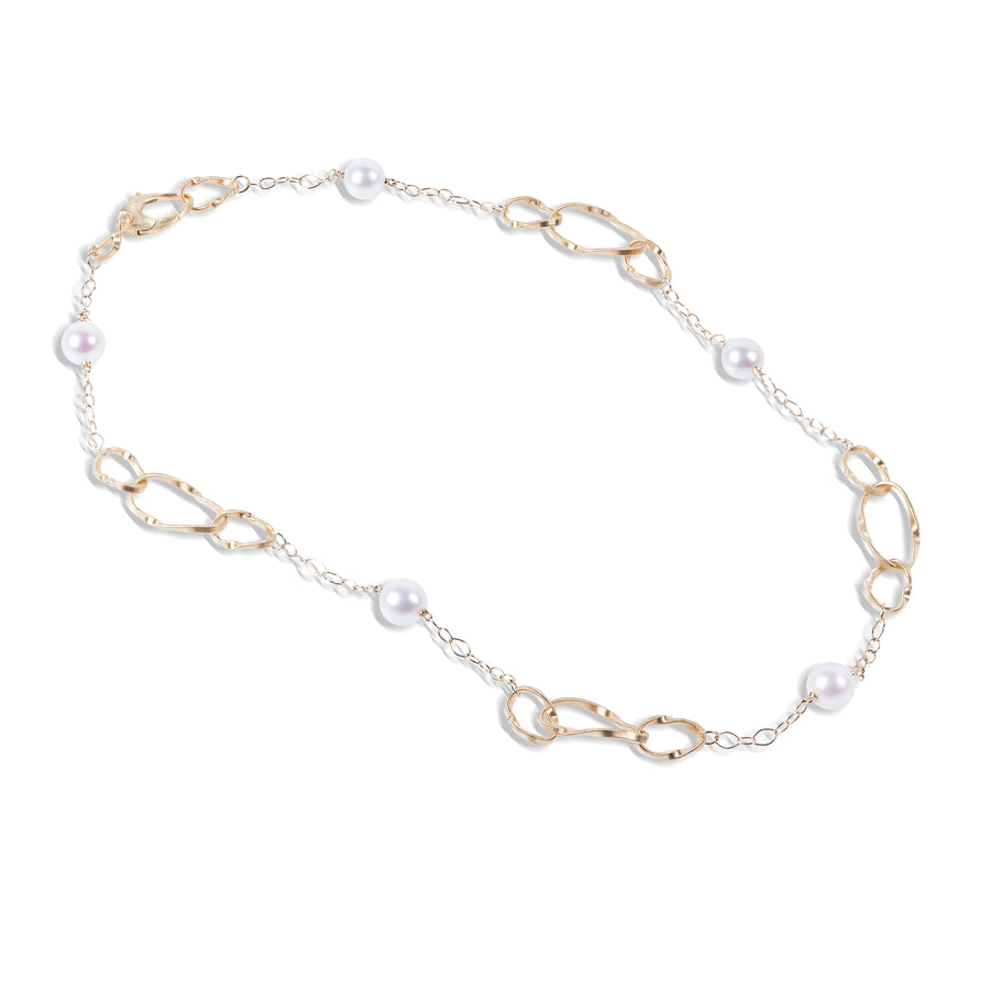 Marco Bicego Marrakech Onde Collection 18K Yellow Gold and Pearl Link Necklace