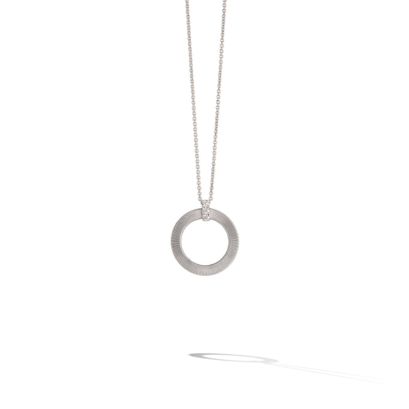 Marco Bicego Masai Collection 18K White Gold and Diamond Single Circle Short Necklace