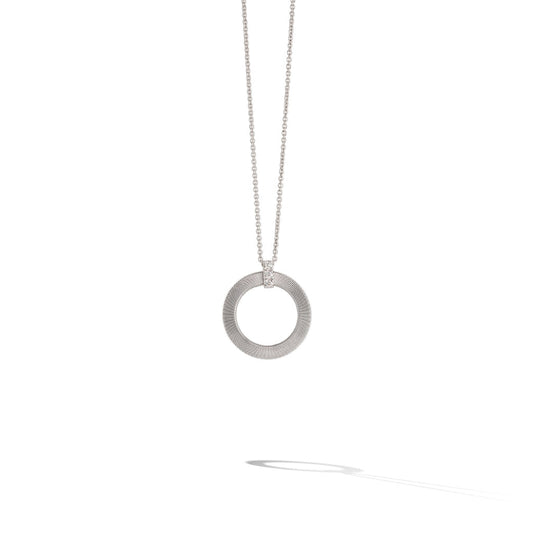 Marco Bicego Masai Collection 18K White Gold and Diamond Single Circle Short Necklace