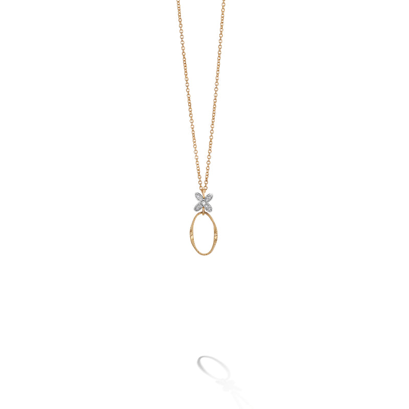 Marco Bicego Marrakech Onde Collection 18K Yellow and White Gold Pendant with Diamond Flowers