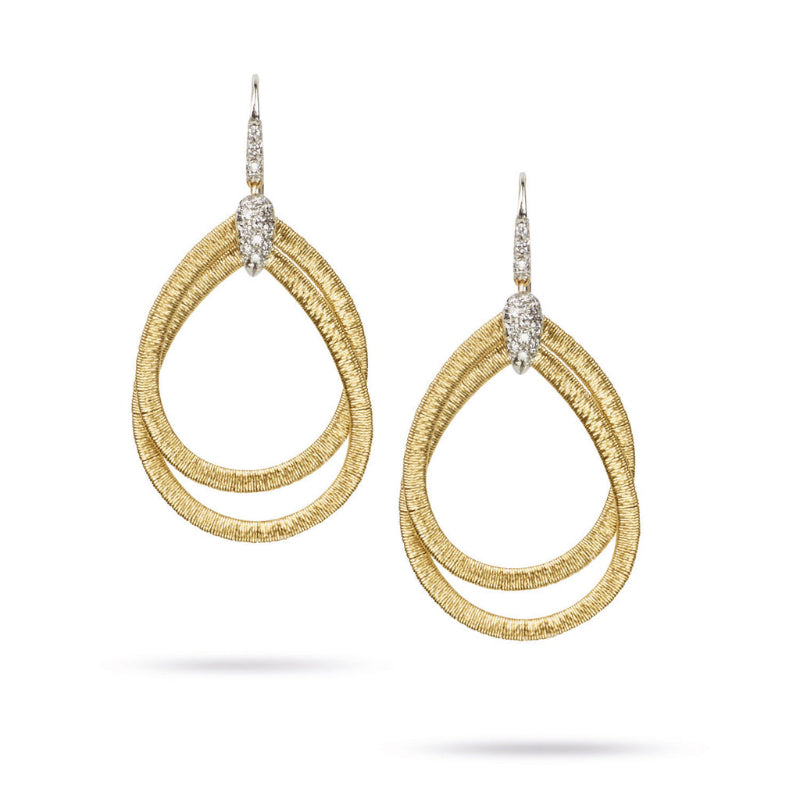 Marco Bicego Cairo Collection 18K Yellow Gold and Diamond Small Drop Earrings